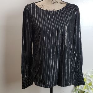 Express black blouse gold stripes